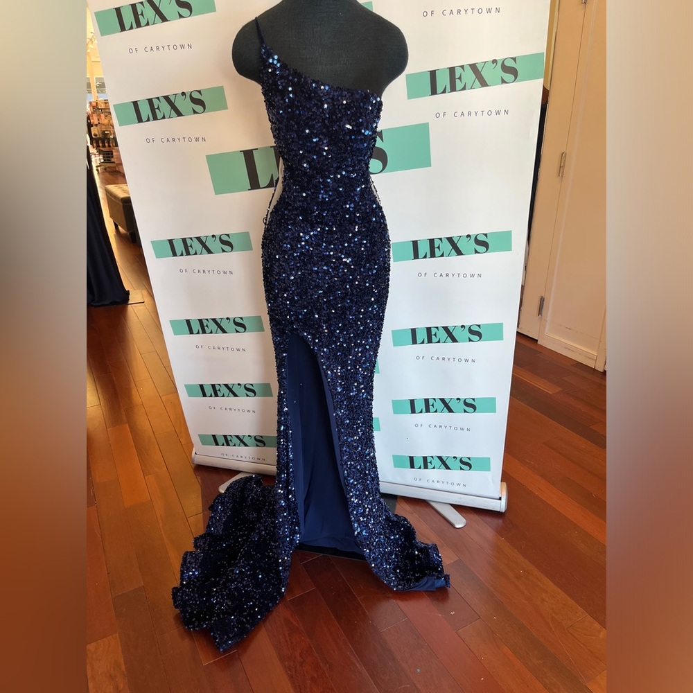 Portia and Scarlett Navy Sequin Asymmetrical Dress